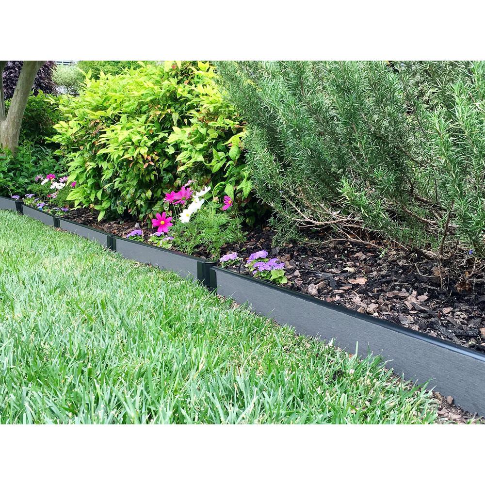 Frame It All 1 in. Series 16 ft. Weathered Wood Composite Straight Landscape Edging Kit - Super Arbor