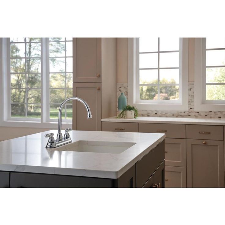 Peerless Chrome 2-Handle Deck-Mount High-Arc Handle Kitchen Faucet (Deck Plate Included)