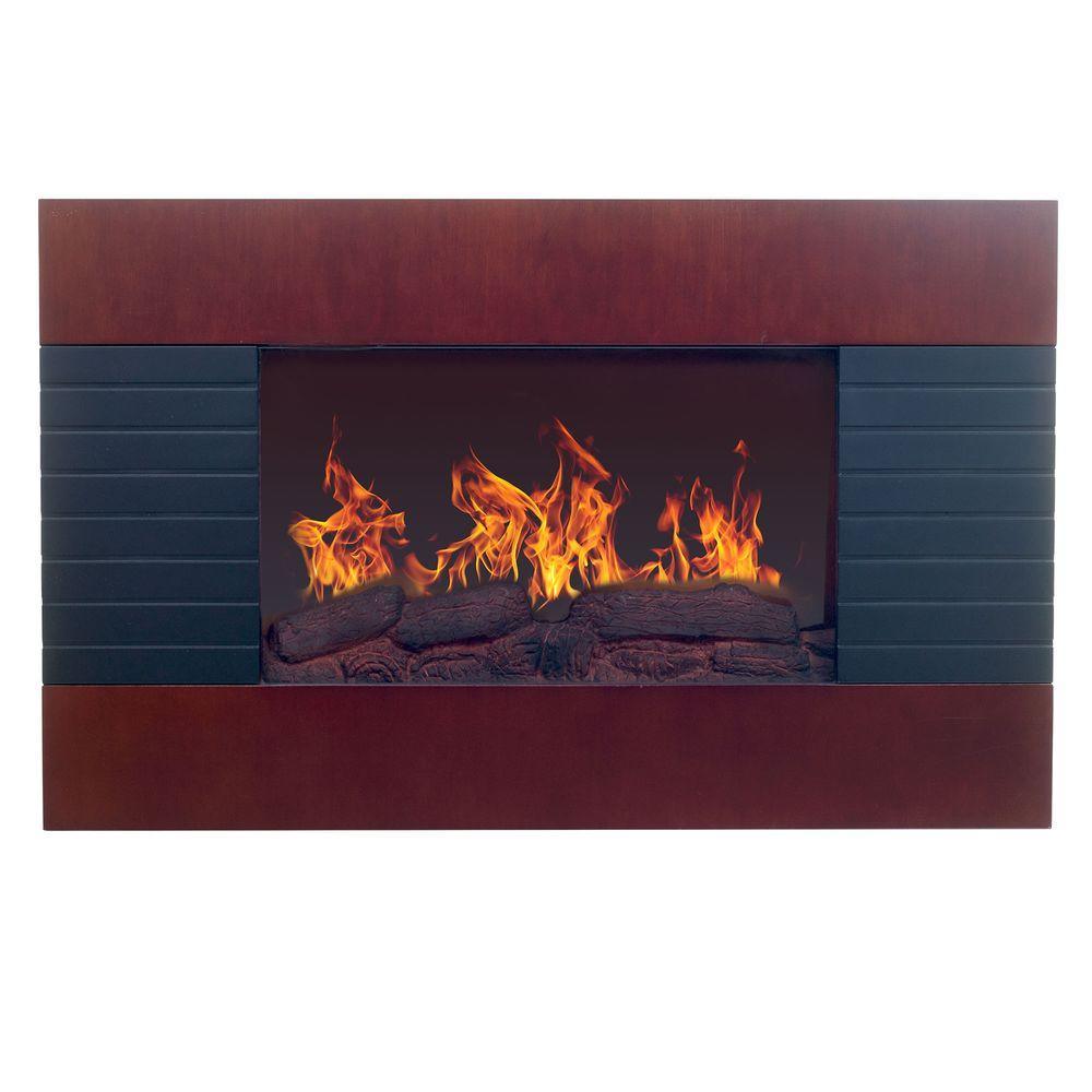 35 in. Electric Fireplace with Wall Mount and Remote in Mahogany - Super Arbor