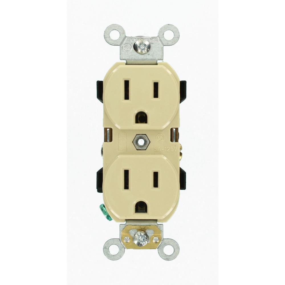 15 Amp Industrial Grade Narrow-Body Duplex Outlet, White - Super Arbor
