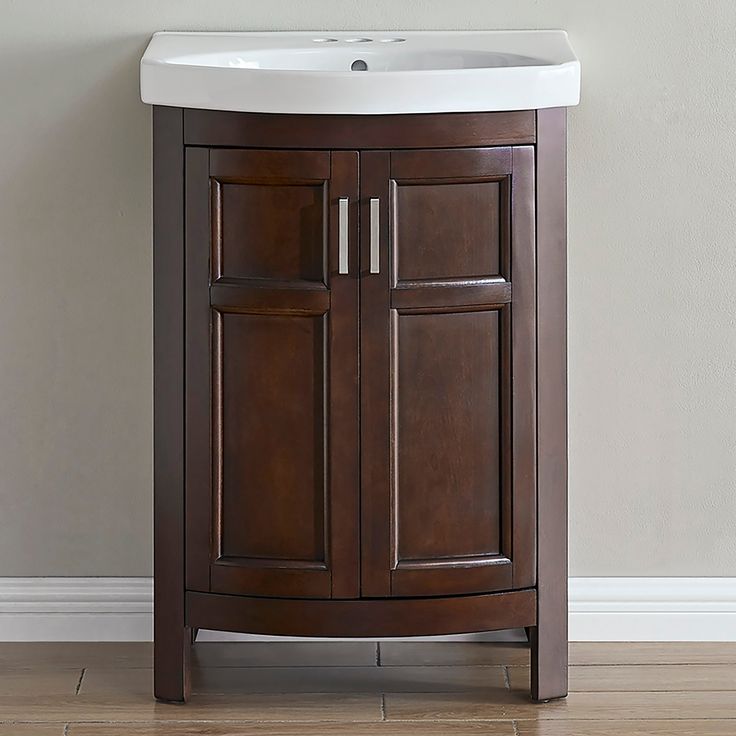 Style Selections Morecott 23.75-in Chocolate Single Sink Bathroom Vanity with White Vitreous China Top