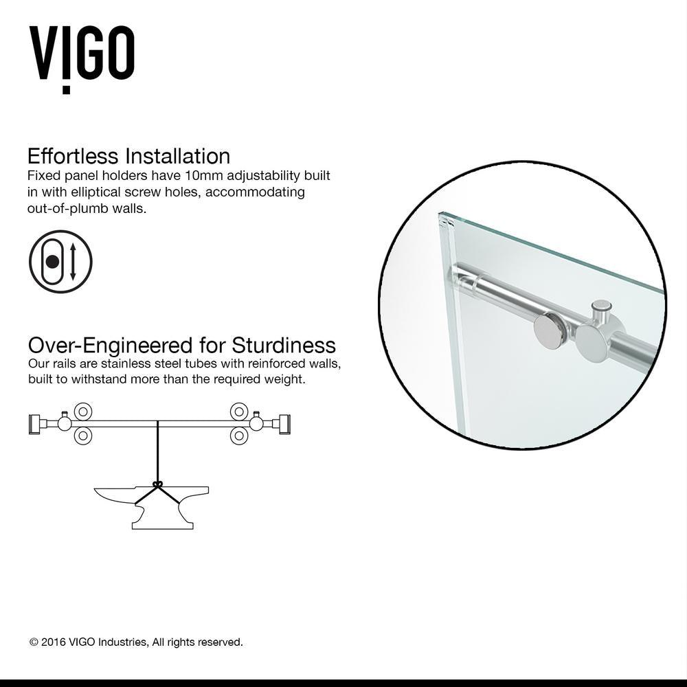 Elan 48 to 52 in. x 74 in. Frameless Sliding Shower Door in Stainless Steel with Clear Glass and Handle - Super Arbor