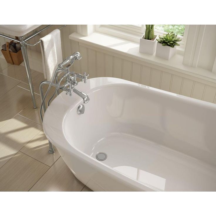 Sax 60 in. Fiberglass Reversible Drain Non-Whirlpool Flatbottom Freestanding Bathtub in White