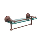 Monte Carlo 16 in. L  x 5 in. H  x 5 in. W Clear Glass Bathroom Shelf with Towel Bar in Venetian Bronze - Super Arbor