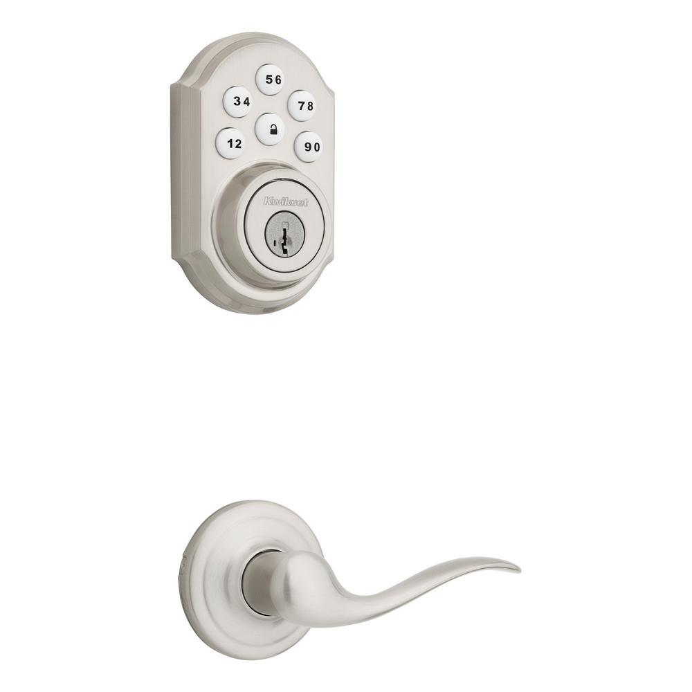 SmartCode 909 Satin Nickel Single Cylinder Electronic Deadbolt Featuring SmartKey Security and Tustin Passage Lever - Super Arbor