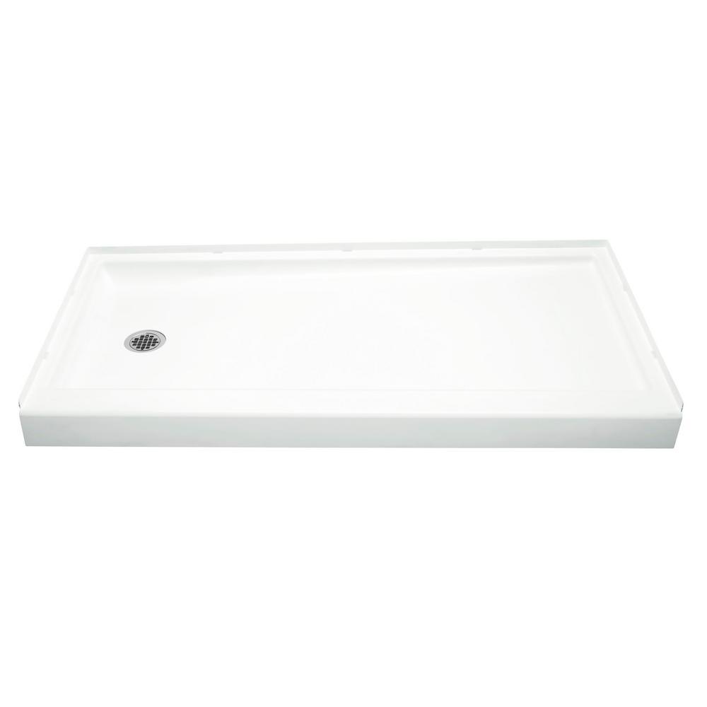 STORE+ 30 in. x 60 in. Single Threshold Left-Hand Shower Base with Shower Walls and 12-Piece Accessory Kit in White - Super Arbor