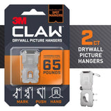 3M CLAW Silver Drywall All-Purpose Picture Hangers, 65 lb, 2 Pack