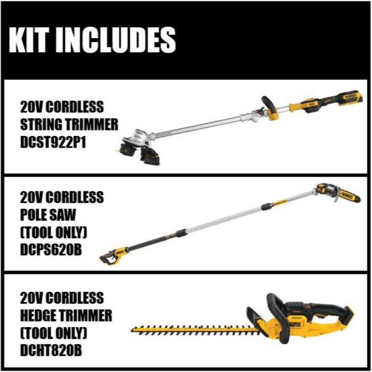 DEWALT 20V MAX Brushless Cordless String Trimmer with Bonus 8 in. 20V Pole Saw & 22 in. 20V Hedge Trimmer (Tools Only)