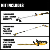DEWALT 20V MAX Brushless Cordless String Trimmer with Bonus 8 in. 20V Pole Saw & 22 in. 20V Hedge Trimmer (Tools Only)