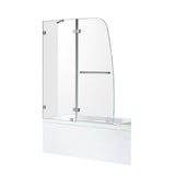 HERALD Series 48 in. x 58 in. Frameless Hinged Tub Door in Brushed Nickel with Towel Bar with Handle - Super Arbor