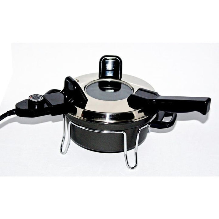 Csech 3 Qt. Black Electric Pressure Cooker with Non-Stick Pot