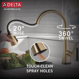 Lenta Touch Single-Handle Pull-Down Sprayer Kitchen Faucet with ShieldSpray Technology in Champagne Bronze - Super Arbor