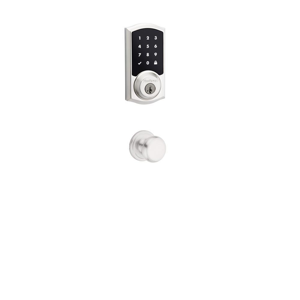 Premis Touchscreen Smart Lock Satin Nickel Single Cylinder Electronic Deadbolt featuring Juno Passage Knob - Super Arbor