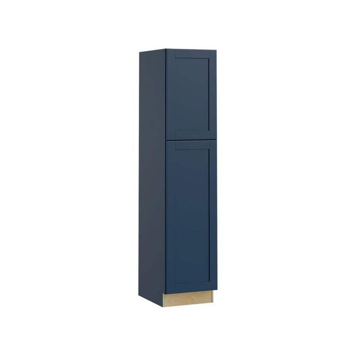 Home Decorators Collection Washington Vessel Blue Plywood Shaker Assembled Utility Pantry Kitchen Cabinet Soft Close 18 in W x 24 in D x 84 in H