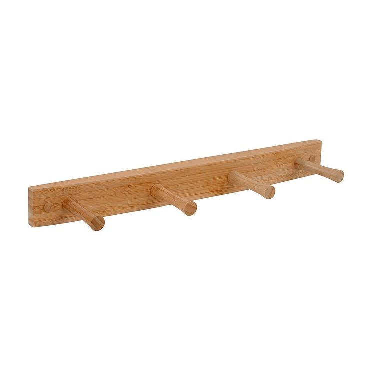 15.5 in. L Decorative White 4-Peg Wall Mount Wood Rack