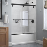 Lyndall 60 x 59-1/4 in. Frameless Mod Soft-Close Sliding Bathtub Door in Nickel with 1/4 in. (6mm) Tranquility Glass - Super Arbor