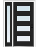 53 in. x 81.75 in. Celeste Clear Low-E Glass Right-Hand 4-Lite Eclectic Painted Steel Prehung Front Door with Sidelite - Super Arbor