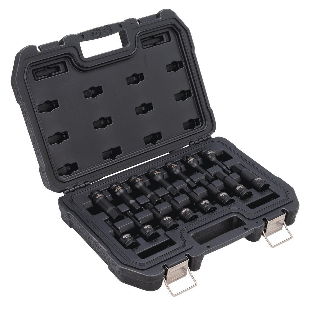 1/2 in. Drive Combination Impact Hex Socket Set (15-Piece) - Super Arbor