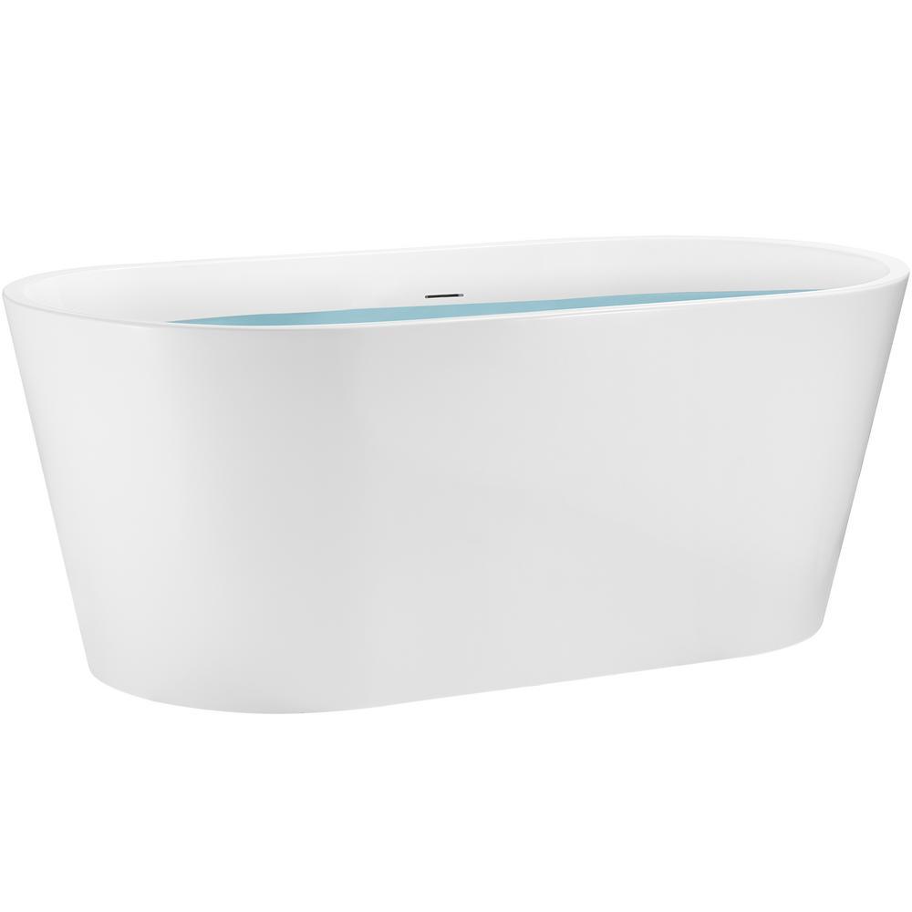 59 in. Fiberglass Double Ended Flatbottom Non-Whirlpool Bathtub in Glossy White - Super Arbor