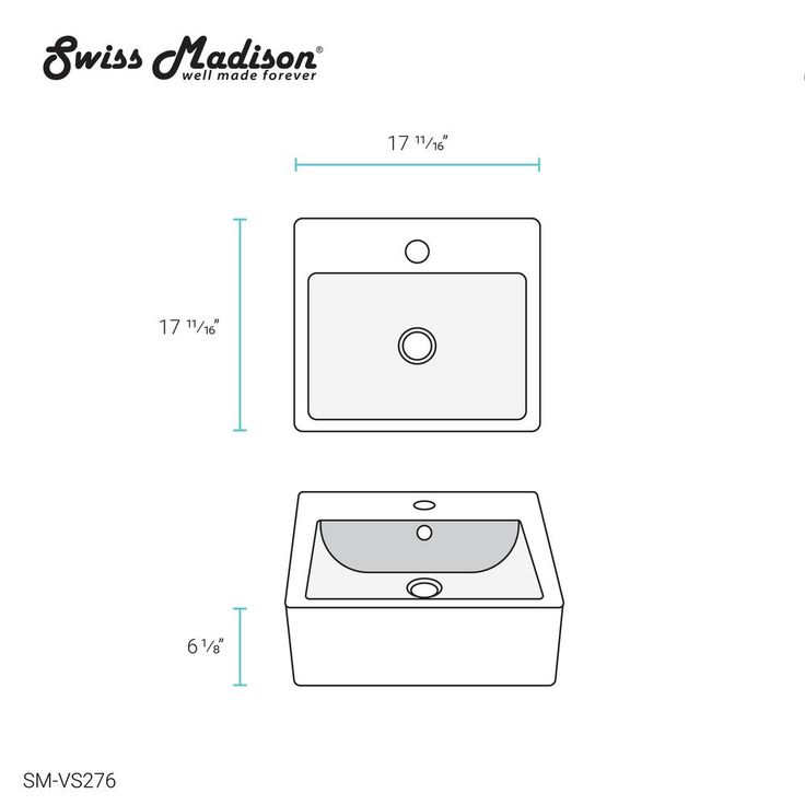 Swiss Madison Voltaire 18 in. Square Ceramic Vessel Sink in Glossy White