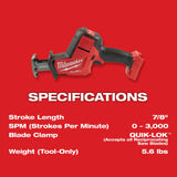 Milwaukee M18 FUEL 18-Volt Brushless Cordless HACKZALL Reciprocating Saw, 7/8 in. Stroke (Tool-Only)