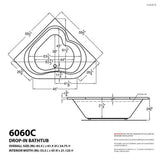 Beryl 5 ft. Acrylic Center Drain Corner Drop-in Non-Whirlpool Bathtub in White - Super Arbor