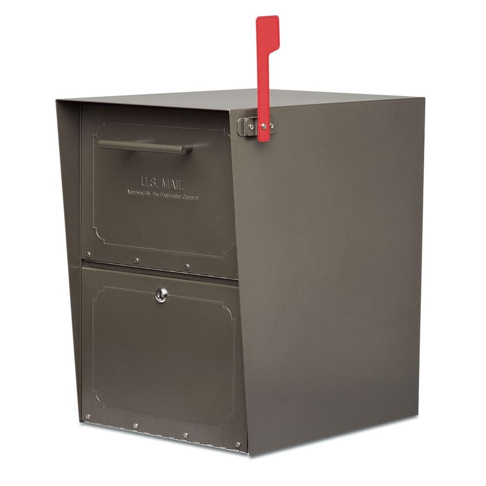 Oasis Post-Mount or Column-Mount Locking Mailbox in Black with Outgoing Mail Indicator - Super Arbor