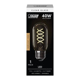 Feit Electric 40-Watt Equivalent T14 Dimmable LED Clear Glass Vintage Edison Light Bulb With Spiral Filament Warm White (4-Pack)