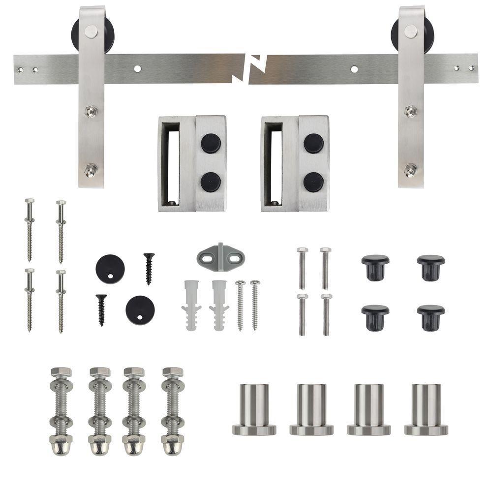 72 in. Dark Oil-Rubbed Bronze Strap Sliding Barn Door Track and Hardware Kit - Super Arbor