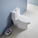 12 in. Rough-In 1-piece 1.1/ 1.6 GPF Dual Flush Elongated Siphonic Jet Toilet in White, Seat Included - Super Arbor