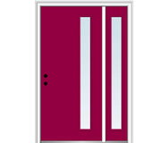 51 in. x 81.75 in. Viola Clear Low-E Left-Hand Inswing 1-Lite Midcentury Painted Steel Prehung Front Door with Sidelite - Super Arbor
