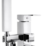 1-Handle Freestanding Floor Mount Roman Tub Faucet Bathtub Filler with Waterfall Style and Hand Shower in Chrome