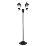 Dual Head Black Outdoor LED Solar Post Lamp
