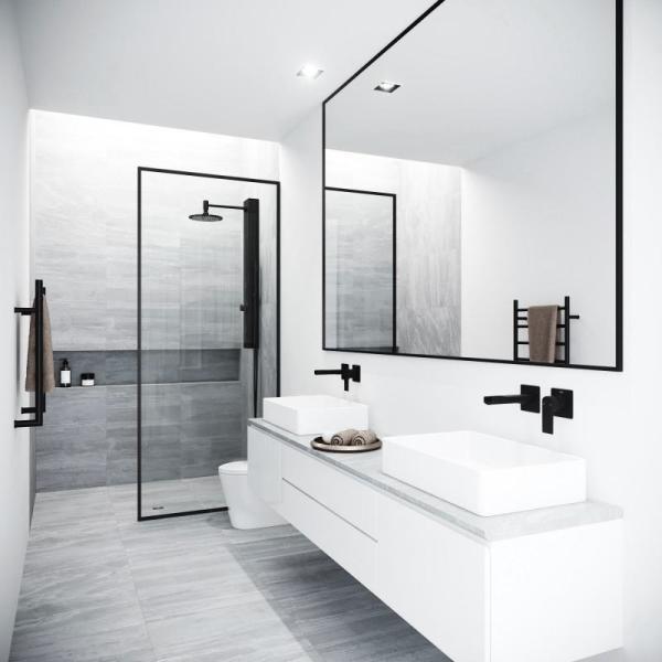 33 in. x 73 in. Frameless Fixed Shower Screen in Matte Black - Super Arbor