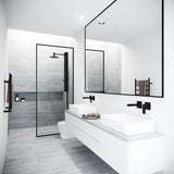 33 in. x 73 in. Frameless Fixed Shower Screen in Matte Black - Super Arbor