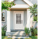 36 in. x 80 in. 3/4 Lite Sanibel Primed Steel Prehung Left-Hand Inswing Front Door w/Brickmould - Super Arbor