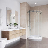 Sanibel 43.625 in. x 79.5 in. Frameless Bypass Shower Enclosure in Chrome and Left Base - Super Arbor