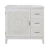Chennai 37 in. W Single Vanity in Blue Wash with Engineered Stone Vanity Top in Crystal White with White Sink - Super Arbor