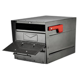 Oasis Eclipse Pewter Locking Parcel Mailbox with Red Flag - Super Arbor