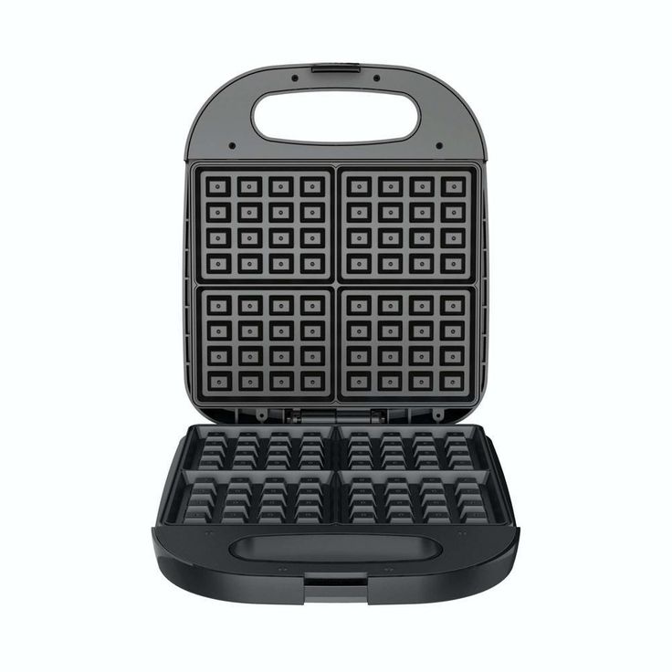 1400 W 4-Waffle Black Classic American Waffle Maker