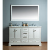 Newport 60 in. W x 22 in. D Vanity in White with Marble Vanity Top in Carrara White and Mirror - Super Arbor