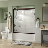 Everly 60 in. x 58-1/8 in. Traditional Semi-Frameless Sliding Bathtub Door in Nickel and 1/4 in. (6mm) Niebla Glass - Super Arbor