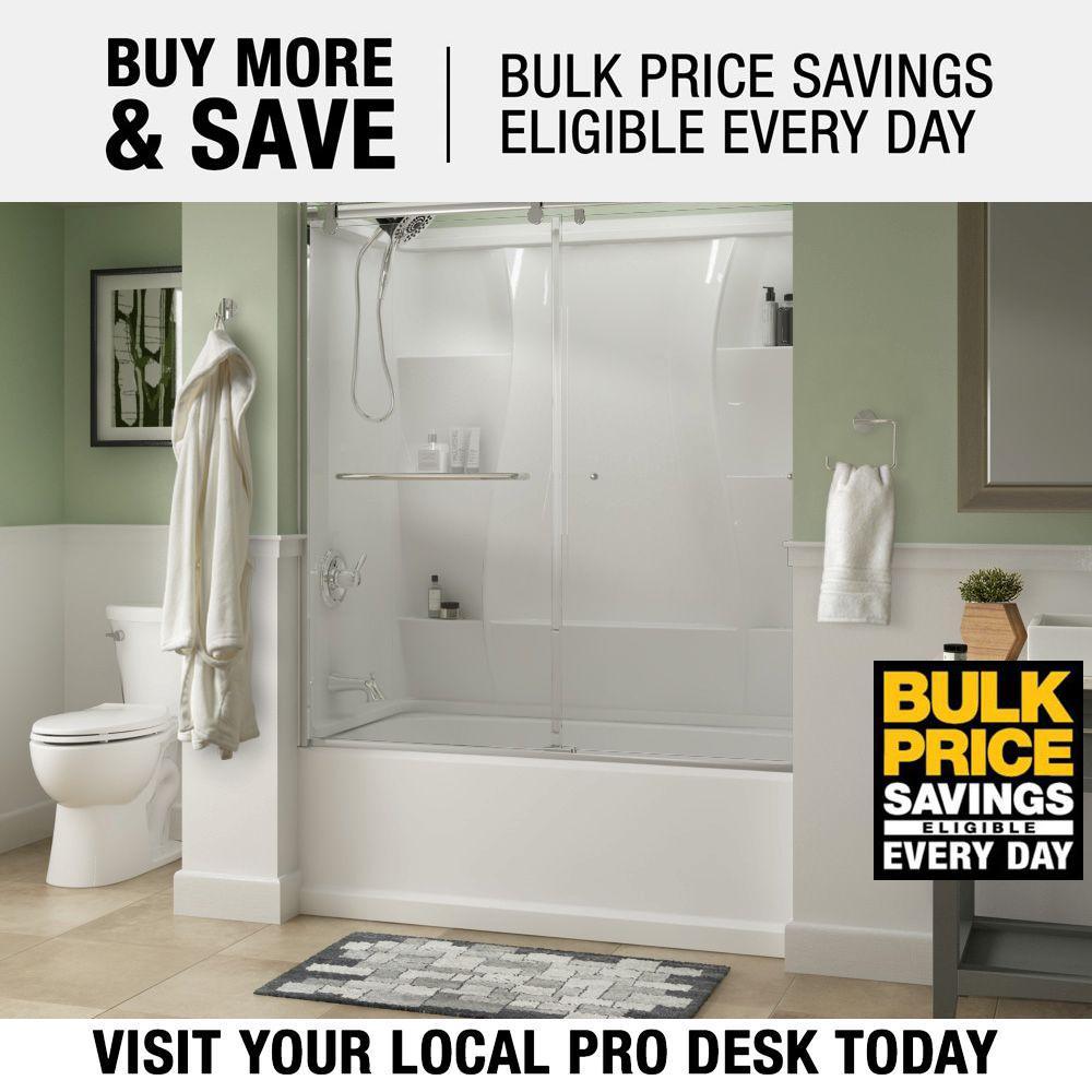 Simplicity 60 x 58-3/4 in. Frameless Contemporary Sliding Bathtub Door in Chrome with Clear Glass - Super Arbor