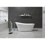 Ruby 65 in. Acrylic Double Slipper Flatbottom Freestanding Bathtub in White - Super Arbor