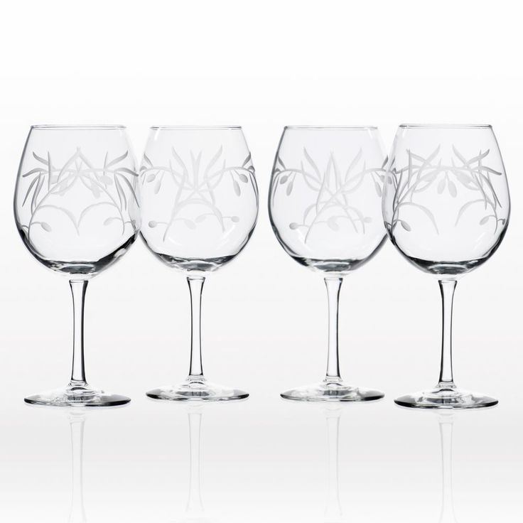Olive Branch Clear 18 oz. Balloon Wine Glass (Set of 4)