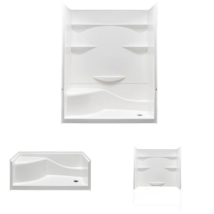 Varia 30 in. x 60 in x 76 in. 4 -pc AcrylX Acrylic Finished Shower Stall with Right Drain and Left Seat in White