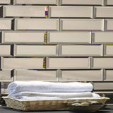 Reflections Gold Beveled Subway 3 in. x 12 in. Glass Mirror Wall Tile (1 sq. ft. )