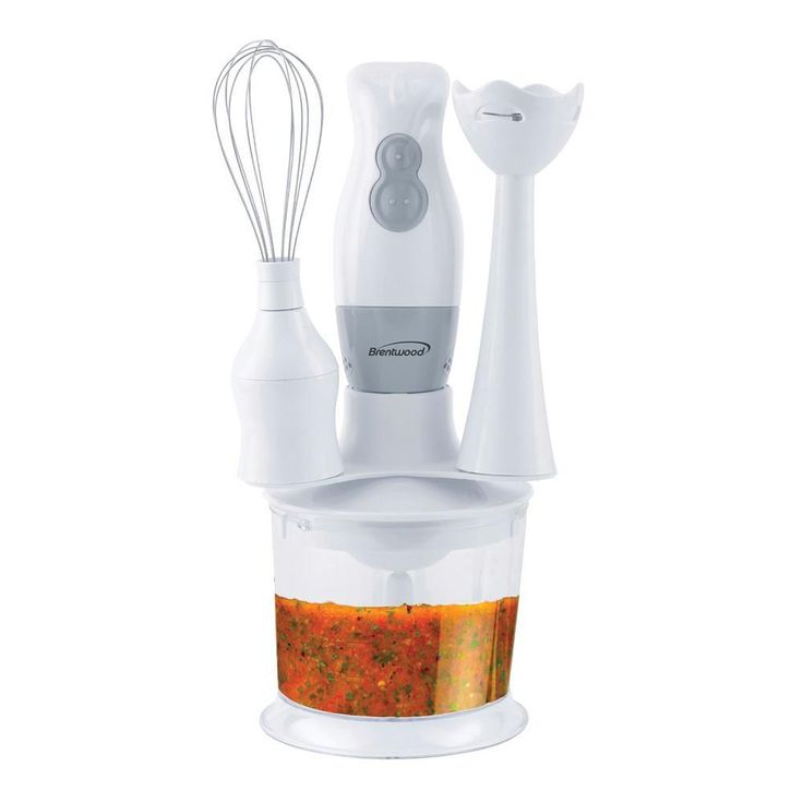 2-Speed White Hand Mixer Blender and Food Processor with Balloon Whisk