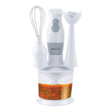 2-Speed White Hand Mixer Blender and Food Processor with Balloon Whisk
