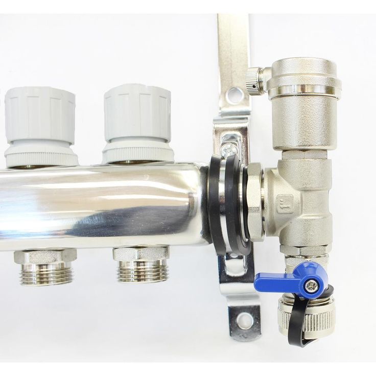 1 in. NPT Inlet x 1/2 in.  Stainless Steel Compression Connection 2-Outlet Radiant Heating Manifold